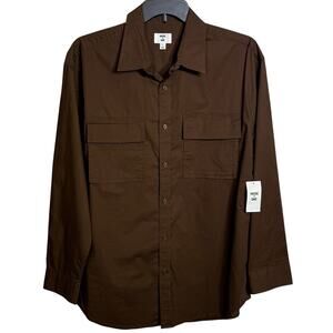 Mode of One Men's Long-Sleeve Button-Front Utility Shirt, Dark Walnut L $60
